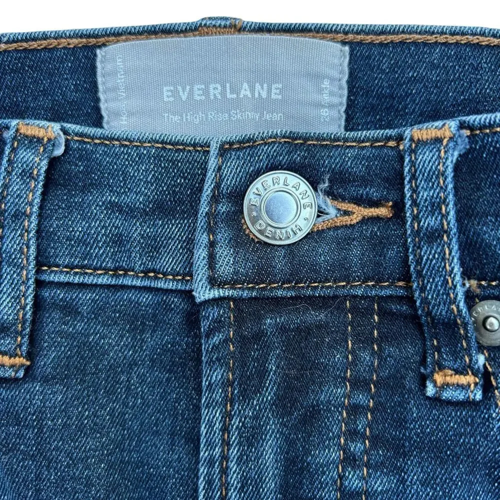 Everlane High-Rise Skinny Ankle Jean Women's Size 26 in Deep Indigo - Picture 3 of 7